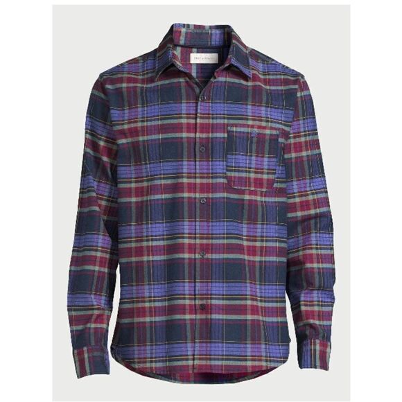 Men's Long Sleeve Button Down Plaid Stretch Oxford Tartan Shirt 2-Pack Size L - Picture 5 of 15